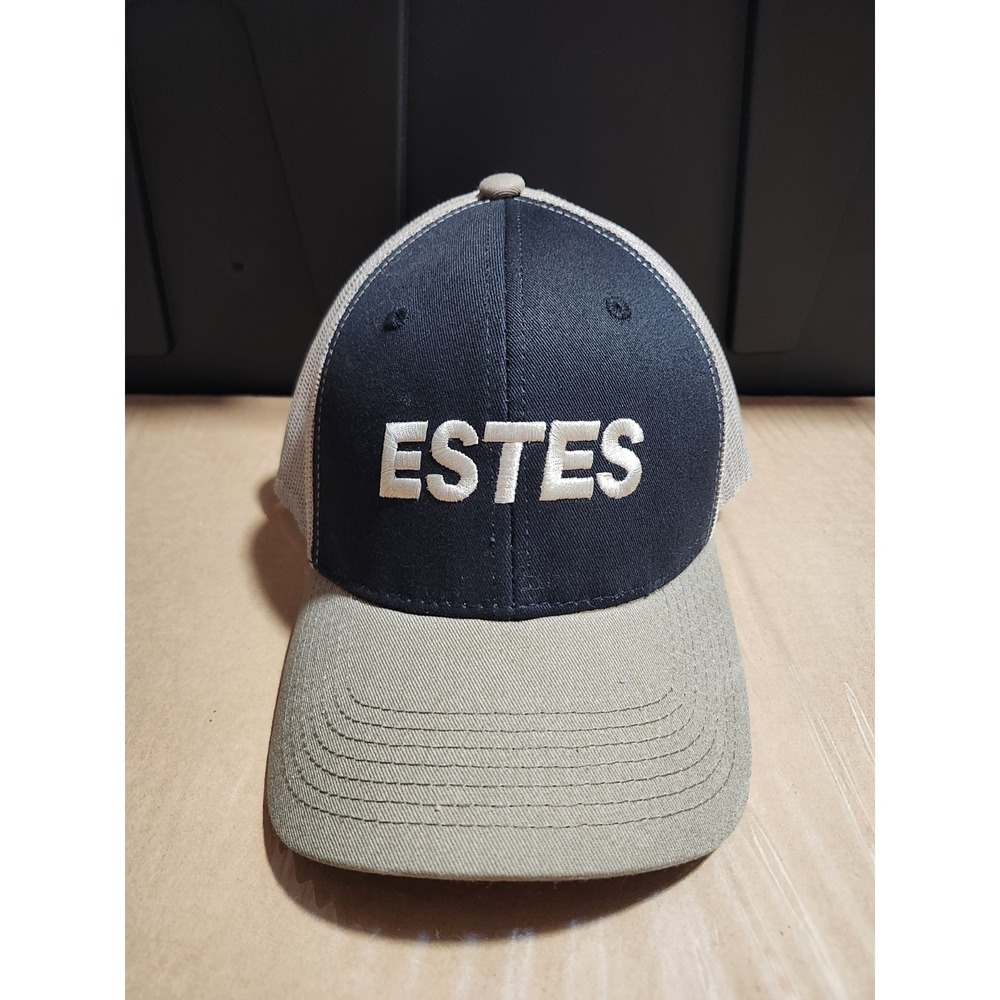 ESTES Express Lines Trucking Snapback Hat Black Tan Mesh Trucker Bretmor Cap Y2K